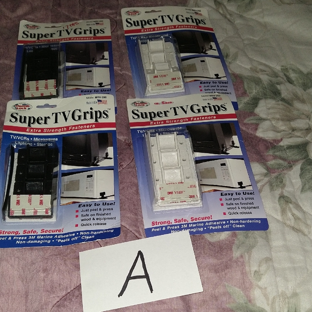 Super TV Grips Extra Strength Fasteners Set Of 4